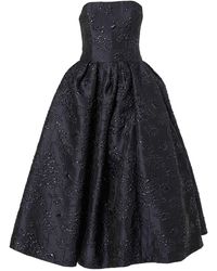 Carolina Herrera - Strapless Floral Bouquet Lurex Midi Dress - Lyst