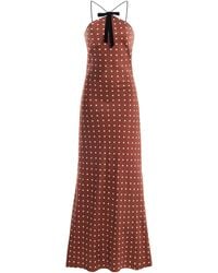 Rodarte - Polka-Dot Silk-Twill Midi Dress - Lyst