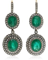 Amrapali - One-of-a-kind Rajasthan 18k Yellow Gold, Black Rhodium Emerald Earrings - Lyst