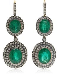 Amrapali - One-of-a-kind Rajasthan 18k Yellow Gold, Black Rhodium Emerald Earrings - Lyst