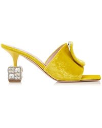 Roger Vivier - Embellished-cube Heel Velvet Mules - Lyst