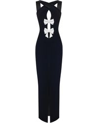 Rasario - Bow-detailed Velvet Cutout Maxi Dress - Lyst