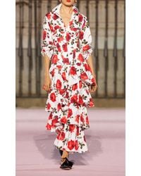 Carolina Herrera - Buttoned Stemmed-Rose-Printed Stretch-Cotton Shirt - Lyst