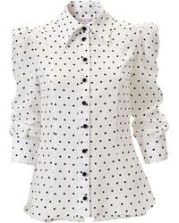 Carolina Herrera - Collared Dot-Print Double Crepe De Chine Shirt - Lyst