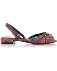 Christian Louboutin - Cordelina Flat Jacquard Florea Slingback Sandals - Lyst