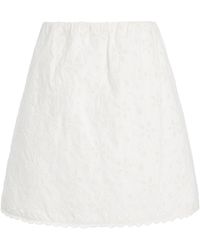 Posse - Salma Eyelet Cotton Mini Skirt - Lyst