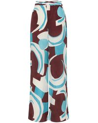 ROAME. - Sistine Printed High-Rise Wide-Leg Tie Pants - Lyst