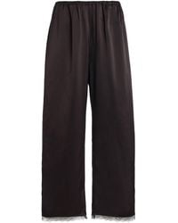 Leset - Barb Lace-Trimmed Satin Crop Pants - Lyst