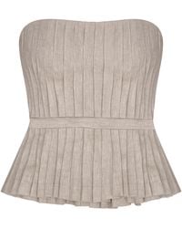 ANDRES OTALORA - Encantadora Pleated Linen Top - Lyst