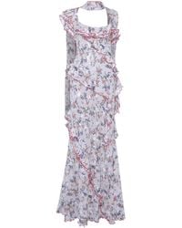 Siedres - Monica Scarf-detailed Devoré Chiffon Maxi Dress - Lyst