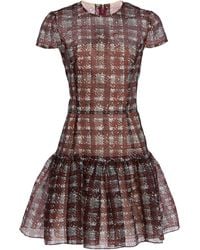 Oscar de la Renta - Textured Tartan Silk-Blend Mini Dress - Lyst