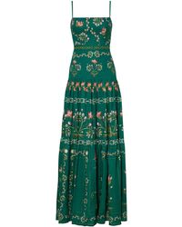 Agua Bendita - Lima Esmeralda Embroidered Linen Maxi Dress - Lyst