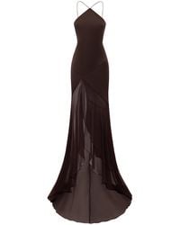 Alex Perry - Silk Tiered Skirt Halter Gown - Lyst