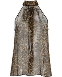 Nili Lotan - Alla Leopard Silk Halter Top - Lyst