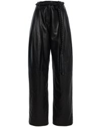 Carolina Herrera - Belted Leather Wide-Leg Pants - Lyst