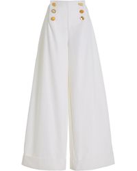 Franchise - Exclusive Bijou Buttoned Cotton Gabardine Wide-Leg Pants - Lyst