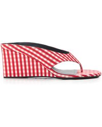 Alaïa - Cube Gingham Thong Wedge Sandals - Lyst