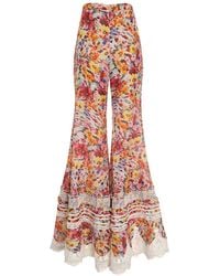 Zimmermann - Luna Linen-Silk Flared Pants - Lyst