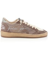 Golden Goose - Ball Star Glittered Leather-trimmed Mesh Sneakers - Lyst