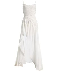 Georgia Hardinge Fossil Shirred Metallic Chiffon Maxi Dress in White | Lyst