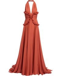 Elie Saab - Ruffled Silk Georgette Halter Gown - Lyst