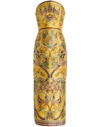 ALÉMAIS - Exclusive Marion Strapless Printed Twill Midi Dress - Lyst