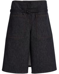 Courreges - Belted Cotton Denim Shorts - Lyst