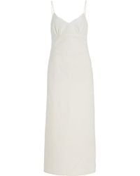 Miu Miu - Lace-Detailed Linen-Cotton Midi Dress - Lyst