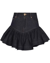 Zimmermann - Denim Skirt With Ruffle, - Lyst
