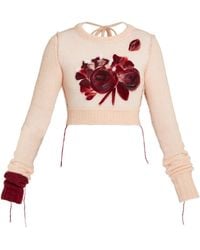 Erdem - Embroidered Alpaca-Blend Cropped Sweater - Lyst