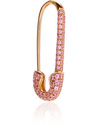 Anita Ko - 18k Rose Gold Sapphire Single Safety Pin Earring - Right Side - Lyst
