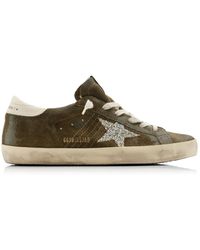 Golden Goose - Super Star Glittered Suede Sneakers - Lyst