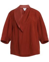 Bottega Veneta - Leather-Trimmed Linen-Blend Cocoon Shirt - Lyst