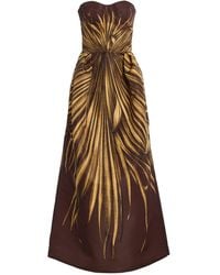 Oscar de la Renta - Palm-Printed Faille Maxi Cocktail Dress - Lyst
