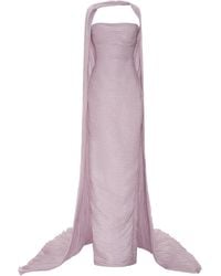 Marmar Halim - Ruched Silk Cape Gown - Lyst