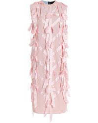 Prada - Ribbon-embroidered Satin Midi Dress - Lyst