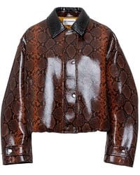 DES_PHEMMES - Snake-Embossed Faux Leather Bomber Jacket - Lyst