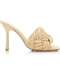 Bottega Veneta - Lido Raffia Leather Mule Sandals - Lyst