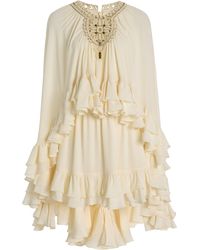 Alexis - Taessa Ruffled Crepe Mini Cape Dress - Lyst