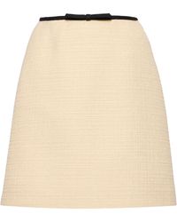 Valentino Garavani - Bow-Detailed Wool-Blend Tweed Mini Skirt - Lyst