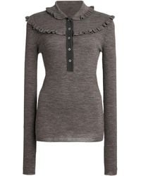 Chloé - Fitted Superfine Wool Knit Henley Shirt - Lyst