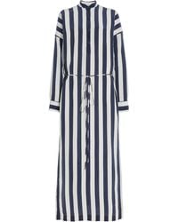 Bondi Born - Orta Striped Silk Crepe De Chine Maxi Shirt Dress - Lyst
