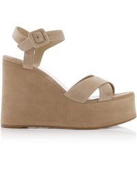 Christian Louboutin - Supramariza 130mm Suede Platform Wedge Sandals - Lyst