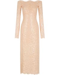 Rabanne - Scalloped Stretch-Lace Sequined Maxi Dress - Lyst