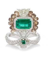 Amrapali - One Of A Kind 18k White Gold Diamond & Emerald Ring - Lyst