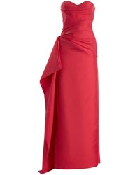 Monique Lhuillier - Strapless Draped Mikado Gown - Lyst
