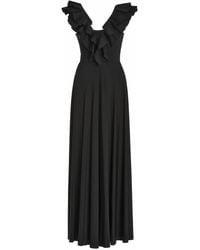 Maygel Coronel Vela Ruffled Jersey Maxi Dress - Black