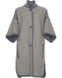 Agnona Platino Herringbone Scarf Cape - Gray