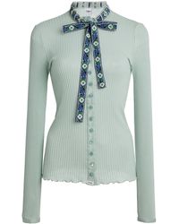 Chloé - Tie-front Fitted Cotton-silk Cardigan - Lyst