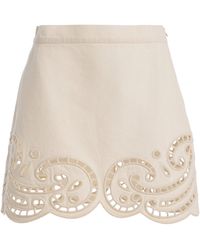Ulla Johnson - The Cadiz Eyelet Denim Skirt - Lyst